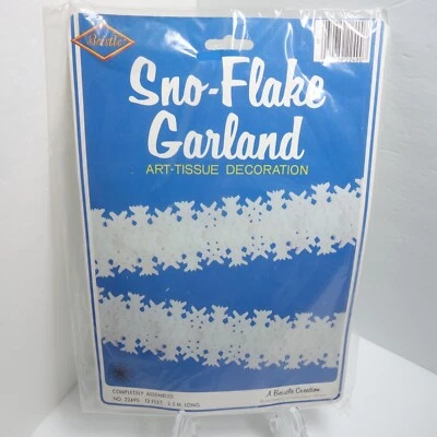 Guirnalda de copo de nieve Sno-Flake tejido invierno decoración de Navidad 12 pies nuevo sellado Foto 1 de 4