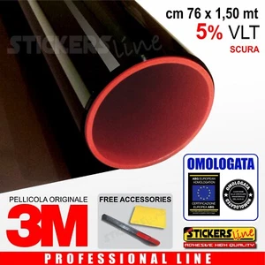 Pellicola Oscurante Vetri Auto Black Shade 3M™ BS 5% SCURA omologata cm 76x150 - Imagen 1 de 6