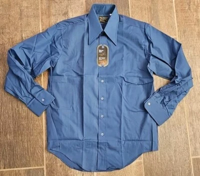 Vintage New JCPENNEY blue mens long-sleeved button dress shirt,size 16 - Image 1 of 4