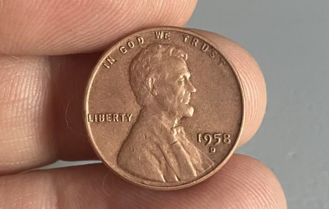 1958 D Wheat Penny Cent ERROR/RB “L”on Rim/Fading/Small Die Gouge On “O” OF Cover
