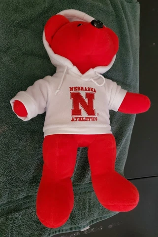 15" Prizes! Red Teddy Bear with Nebraska Athletics Hoodie Cover