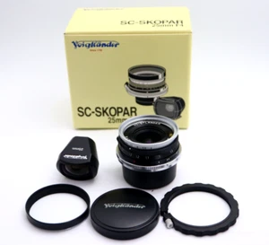 581 Voigtlander SC Skopar 25 mm f4 con buscador para Nikon S **N COMO NUEVO** CAPUCHA EN CAJA - Imagen 1 de 24