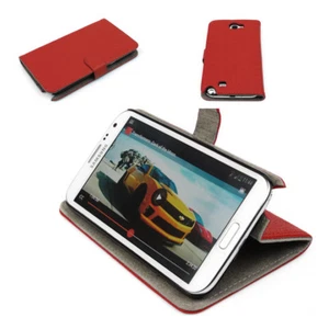 NEW WALLET CASE COVER FRONT+BACK STAND PU LEATHER RED FOR GALAXY NOTE II 2 - Picture 1 of 1