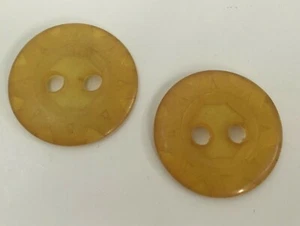 Vintage 60s Buttons Clear Yellow Plastic Coat Etched 1 7/8 Inch Set 2 Chunky - Picture 1 of 4