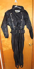 Vintage Nils Black Ski Suit Womens 6 / 7 ??? One piece Snowsuit Snow Bib Vtg 80s