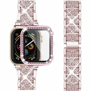 Bling Metal iWatch Strap Diamond Case Cover For Apple Watch Series 9 8 7 6 5 4 3 - Picture 1 of 16