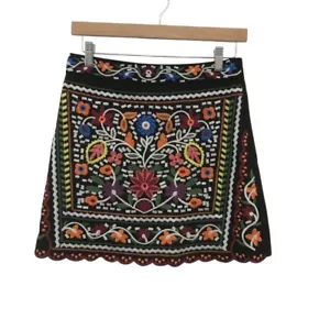 LULU's black embroidered Don't Stop the Party Skirt Women's Medium - Picture 1 of 4
