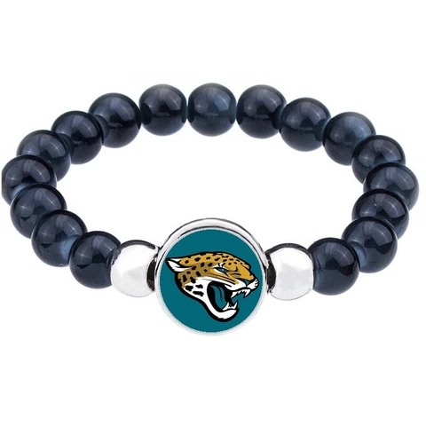 Jacksonville Jaguars Women's Men's Black Beaded Chain Bracelet + GiftPkg D1-1 Cover