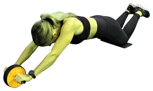 Ab Exercise Wheel Roller Abdominal Abs with Knee Mat Pad Training Workout YELLOW - Picture 1 of 5