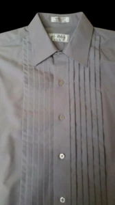 Rare Dove Gray Pleated Tuxedo Shirt Microfiber Laydown Spread collar TUXXMAN - Picture 1 of 2