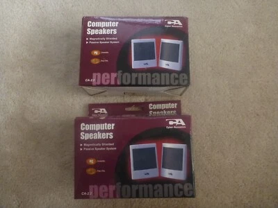 2 NEW OS Cyber Acoustics CA-2.2 Portable Computer Speaker Sets Vintage Old Stock - Image 1 of 2