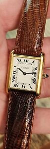 Cartier Tank Manual Wind 18k Gold Electroplated Vintage 1970's Mens Watch...23mm