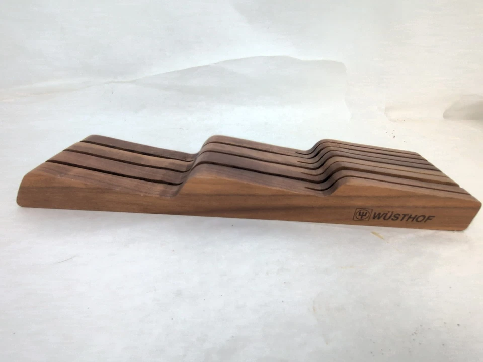 Vintage WUSTHOF Knife Block 7 Slot Hardwood In Drawer Space Saver - Image 1 of 4