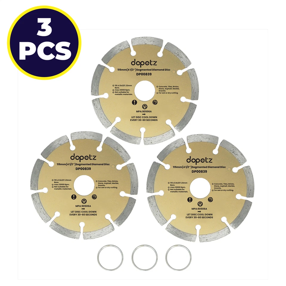 3 X 115mm 4.5" Diamond Angle Grinder Grinding Stone Brick Concrete Cutting Disc