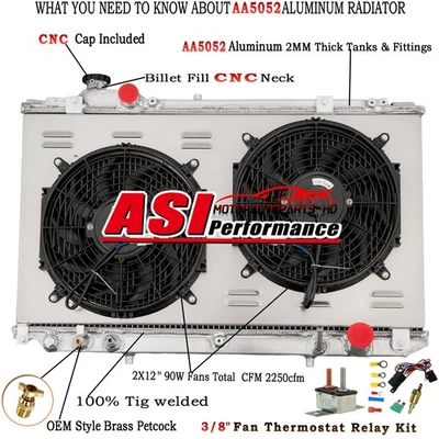 Ventilador de cubierta de radiador ASI de 3 filas para Toyota Aristo Lexus GS300 GS400 EN 1998-2005 Foto 1 de 4