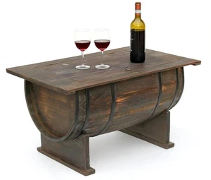 Couchtisch Weinfass 5084 Tisch aus Holz Weinregal 80 cm Beistelltisch Wein Bar - Bild 1 von 10