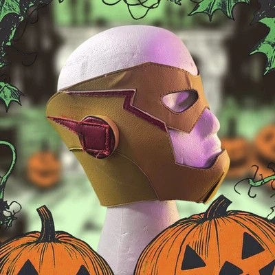 Reverse Flash Inspired Cosplay Mask - Yellow & Red Villain Costume Accessory - Image 1 of 4