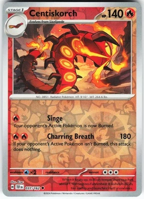 Centiskorch 037/162 Pokemon SV05: Temporal Forces Reverse Holo Uncommon NM - Image 1 of 2