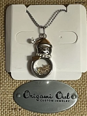 Новый NLA оригами сова серебро и розовое золото снеговик капсула медальон подвеска ожерелье - Изображение 1 из 4