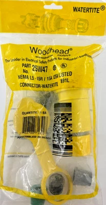 WOODHEAD 25W47 NEMA L5-15R/15A 125V CONNECTOR WATERTITE