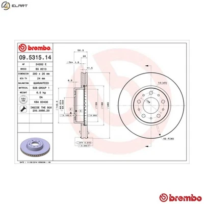 2x BRAKE DISC 09.5315.14 FOR VOLVO 760/Rural/Break/Kombi 960 740/Combi 940/Mk - Image 1 of 4