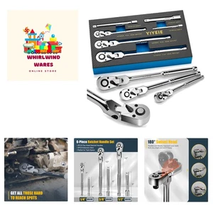 Professional 6-Piece Ratchet Set with 180° Flex Head & Quick-Release Action - Picture 1 of 9