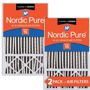 16x25x5 (4 3/8) Honeywell Replacement Air Filters MERV 15 Plus Carbon 2 Pack - Picture 1 of 7