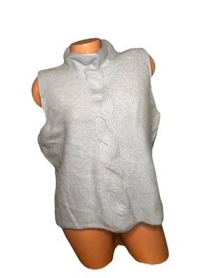 EDDIE BAUER Women’s Vintage Wool Angora Sweater Vest XLT Blue Mockneck - Image 1 of 4