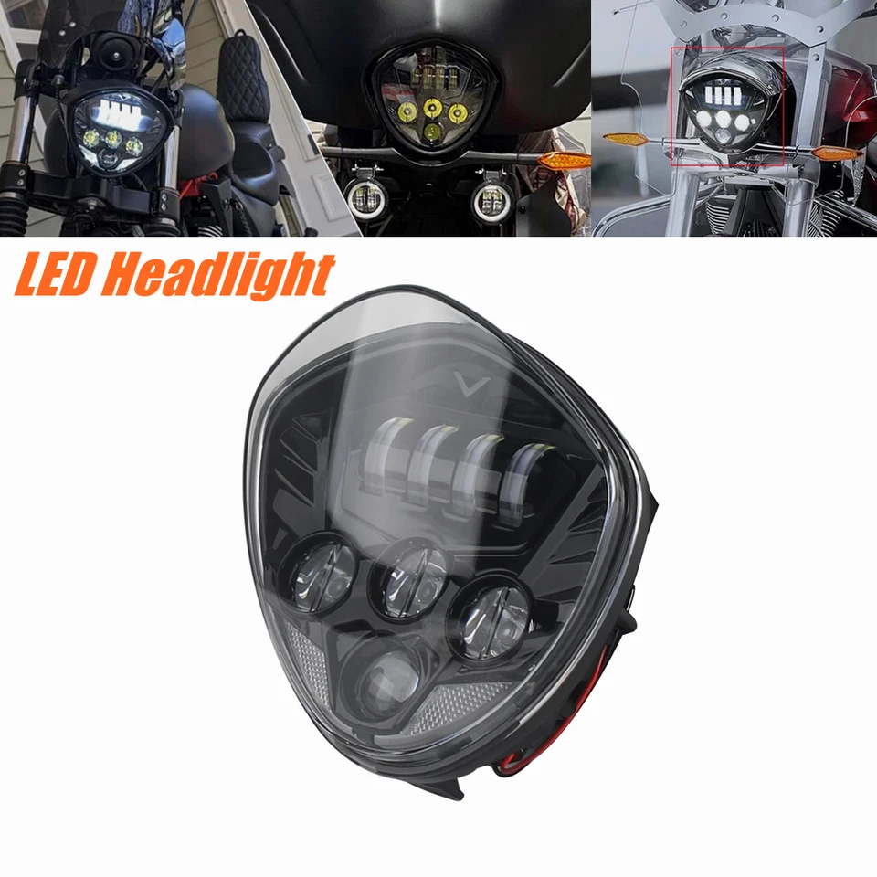 Faro de lámpara LED delantero negro para motocicleta Victory Magnum Vegas Cross Country Foto 1 de 4