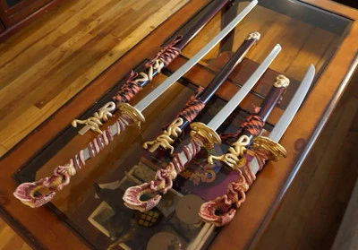 3  Katana Dragon Samurai Display Set  Fantasy Dragon Swords - Image 1 of 4