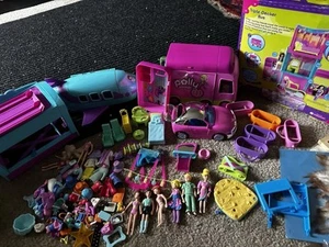HUGE Lot Polly Pocket Dolls, Rubber Clothes, Accessories Mattel Plane, Bus Etc - Picture 1 of 21