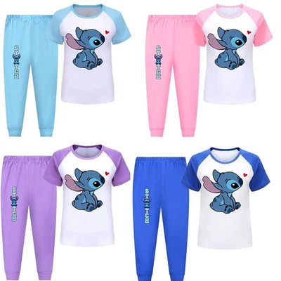 Kids Girls Boys Lilo Stitch Pyjamas Loungewear Nightwear Outfits pjs Set 2pcs
