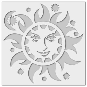 4"x4" Clear or Red Plastic Stencil - Celestial Sun (SD244) - Picture 1 of 3