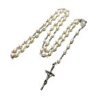 Catholic Pearl Beads Rosary Necklaces Crucifix Long Chains Jewelry