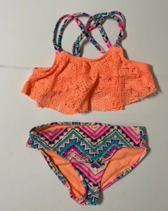 WONDER NATION Girl's SWIMSUIT 2 pieces Orange. SIZE 4/5 years - Picture 1 of 9