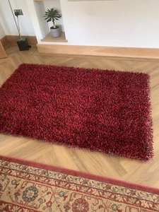Red (Raspberry) Shag Pile Rug 180 X 120 - Picture 1 of 6