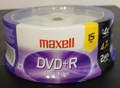 Maxell  15 Pack DVD+R  4.7GB / 2 Hrs SP Mode New Blank Factory Sealed - Image 1 of 4