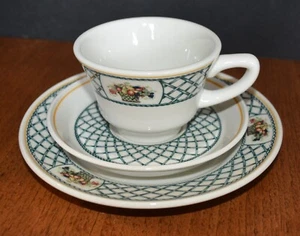 VTG REGO Restaurant Ware Ironstone Cup Saucer Dessert Plate (3) Basket Pattern - Picture 1 of 16