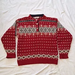 VTG L.L. LL Bean Pullover Sweater Faire Isle Nordic Wool Apres Ski Womens Large - Picture 1 of 5