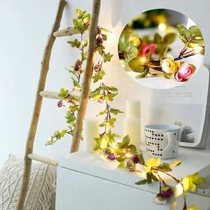 Artificial Rose Flower Vine String Lights,20 LED 2 Meter 6 Ft Battery Operate... - Picture 1 of 1