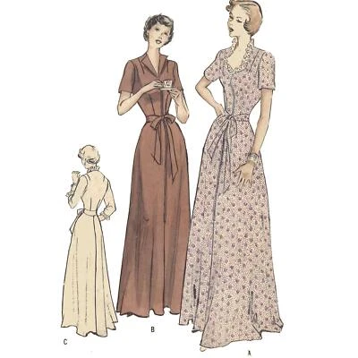 1940s Pattern, Housecoat, Robe. Fitted & Flared - Bust=46” 117cm - Image 1 of 3