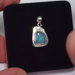 Australian Opal Pendant, 17 x 12mm. Sterling Silver. Handmade. - Picture 1 of 7