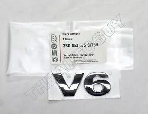 1998-2005 FACTORY OEM VOLKSWAGEN VW PASSAT REAR "V6" EMBLEM - 3B0853675C739 - Foto 1 di 2