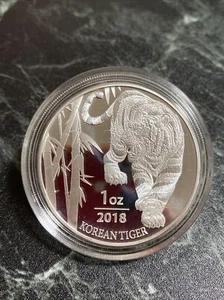 2018 1 oz .999 Fine Silver South Korea Tiger Coin In capsule - Picture 1 of 3
