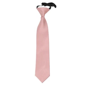 Dusty Pink Boys Elastic Tie Satin Solid Plain Wedding Pre-Tied 2-7 Yrs by DQT - Picture 1 of 2
