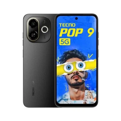 TECNO POP 9 5G Factory Unlocked Dual SIM Segment's 1st 5G with NFC-4GB RAM-BLACK - Image 1 of 4