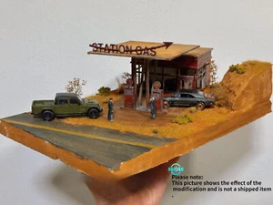1/64/72Diorama Vintage Gas Station Model DIY Building Outland Scene Layout Model - Picture 1 of 13