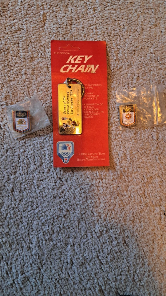 1984 ABC Olympic Pins LA & Sarajevo & LA keychain - Image 1 of 1