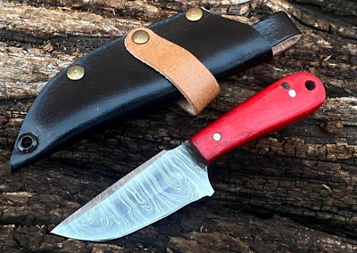 6" SHARD™ Custom Hand Forged Damascus Steel Hunting Mini Neck Knife With Sheath - Image 1 of 4