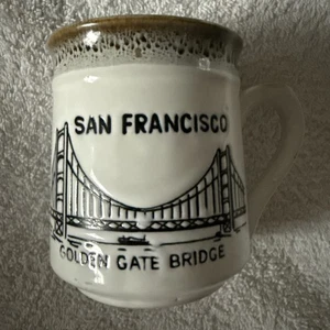 Taza de té de café de cerámica de San Francisco hecha en Japón gres blanco vintage - Imagen 1 de 12